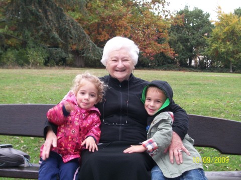 at the park with their greatgrandma